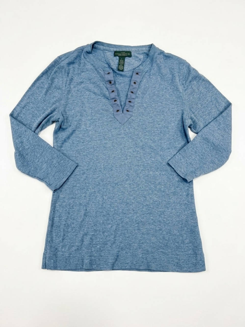 LRL Lauren Jeans Co Ralph Lauren Blue Grommet Henley Top - S
